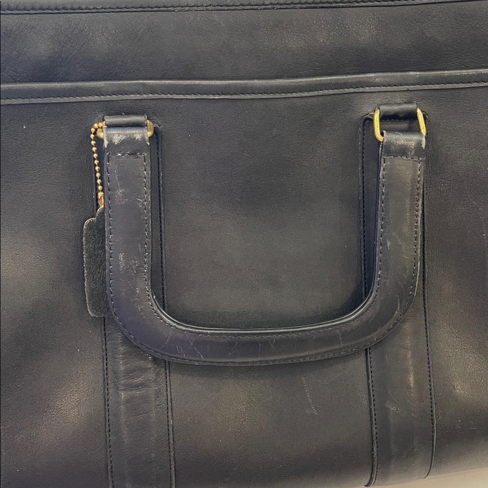 Coach VTG Black Leather Briefcase Tote Structured Top Handle Work Laptop Bag USA - Picture 16 of 17